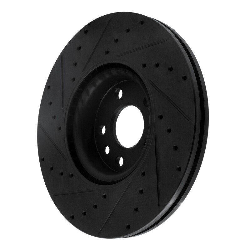 Volvo XC60 Brake Rotor (1) - Front Right - R1 Concepts - Drilled & Slotted - Black - `16-`17